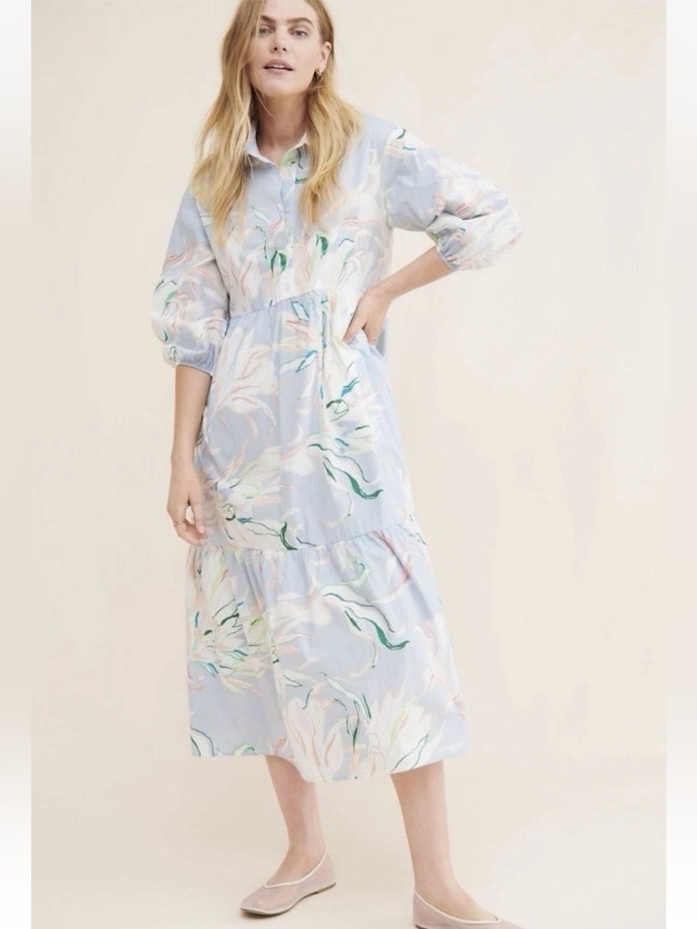 Maeve Anthropologie Tiered Bettina Shirtdress NWT